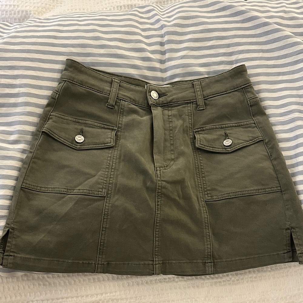 Paige olive Green Mini Skirt with Pockets